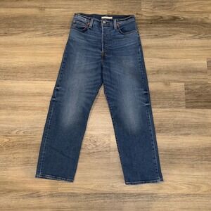 Levi's Ribcage Straight Ankle Jeans High Rise Medium Wash Denim Womens W29 L27